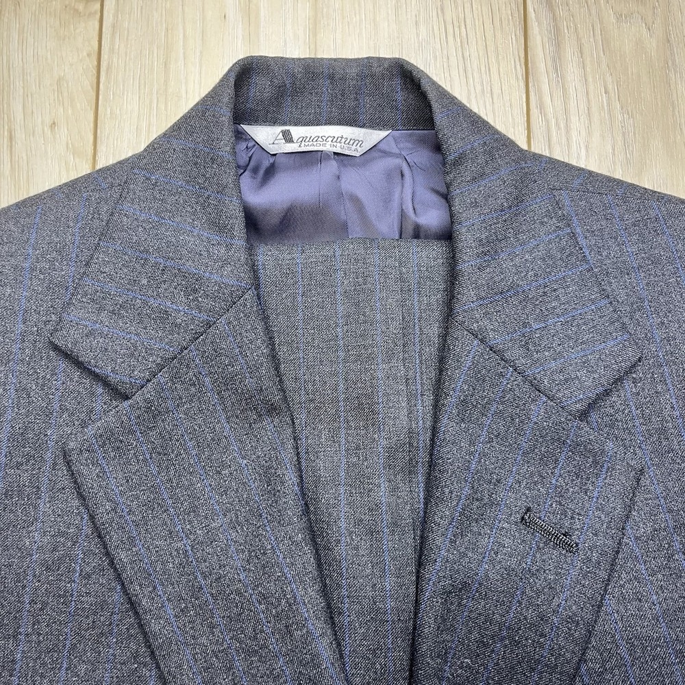 Aquascutum Regent 100 Collection The Andover Shop Wool Striped Suit Mens 39R 34W